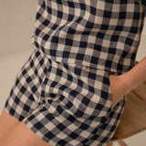Linen high -waist shorts with pockets
