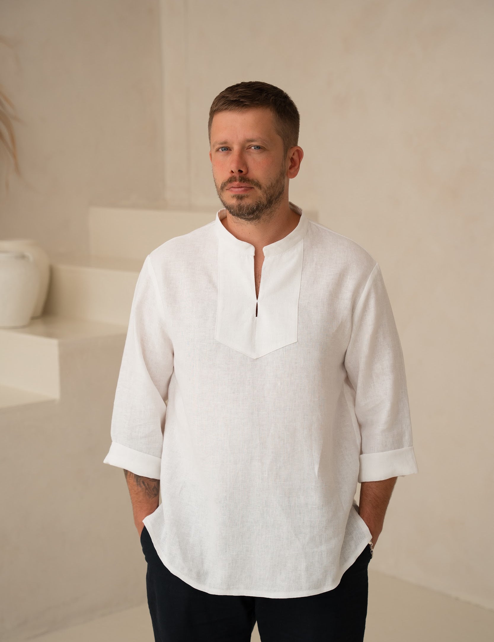 Vīriešu lina krekls - Traditional viking shirt - linen mens shirt