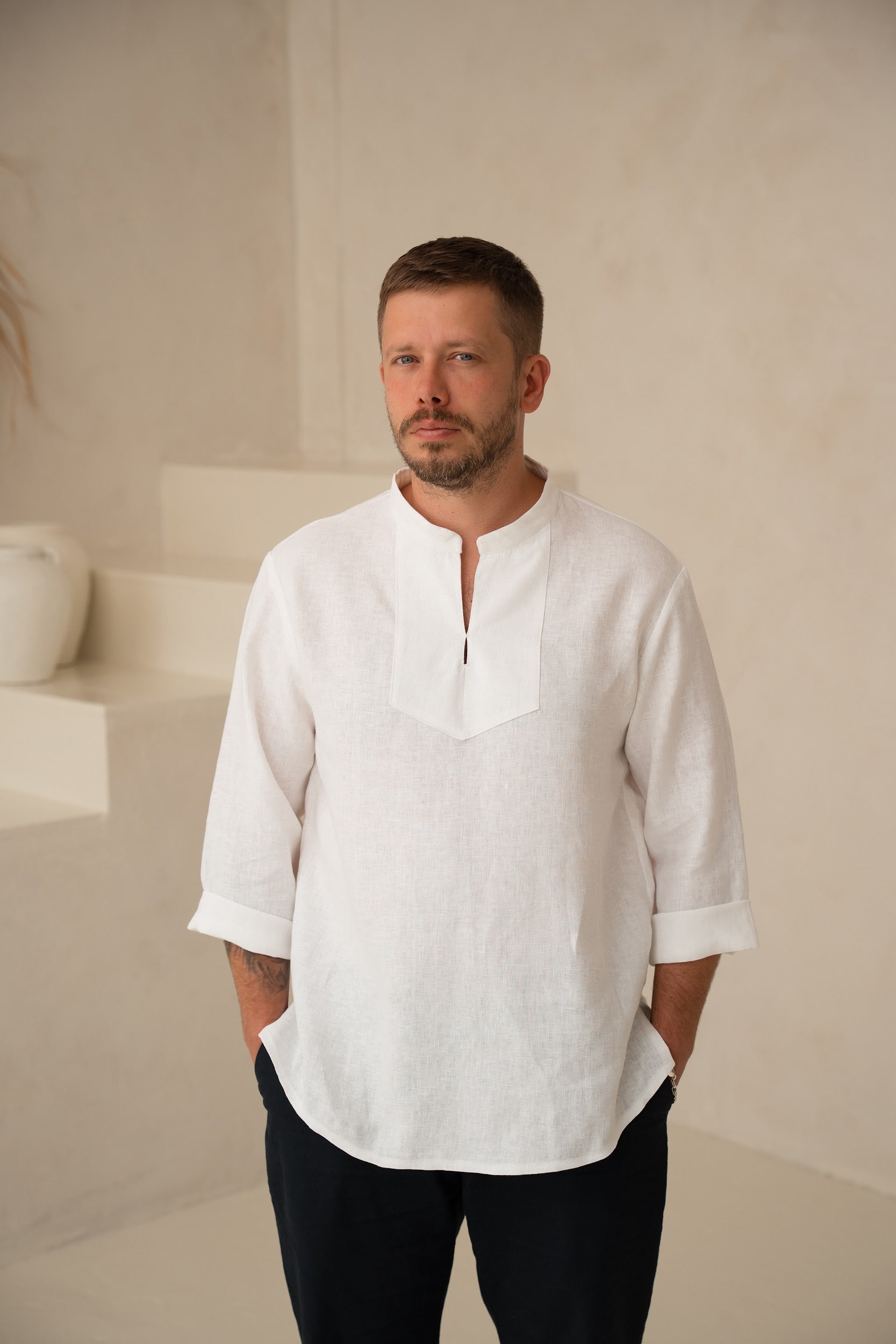 Vīriešu lina krekls - Traditional viking shirt - linen mens shirt
