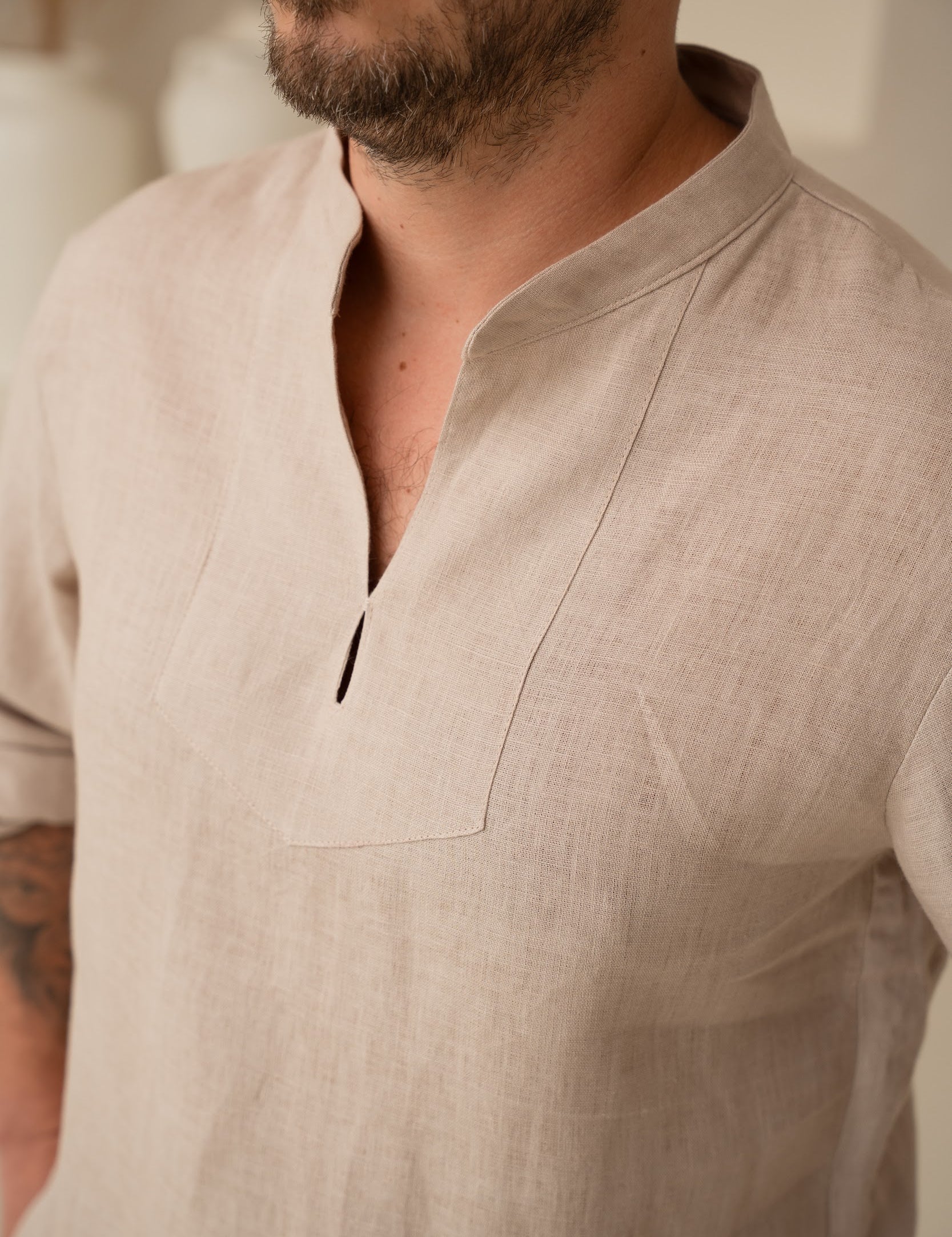 Vīriešu lina krekls - Traditional viking shirt - linen mens shirt
