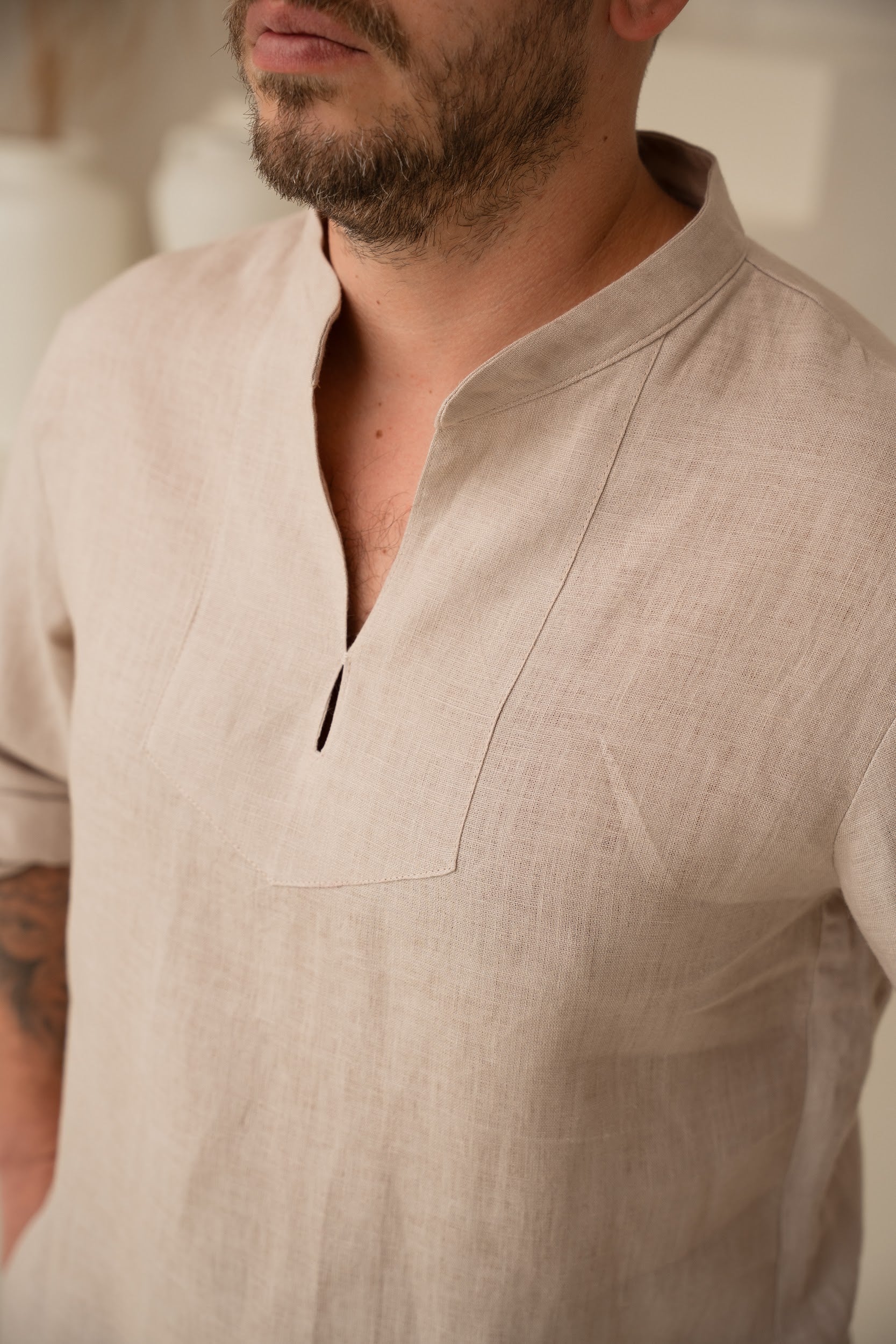 Vīriešu lina krekls - Traditional viking shirt - linen mens shirt