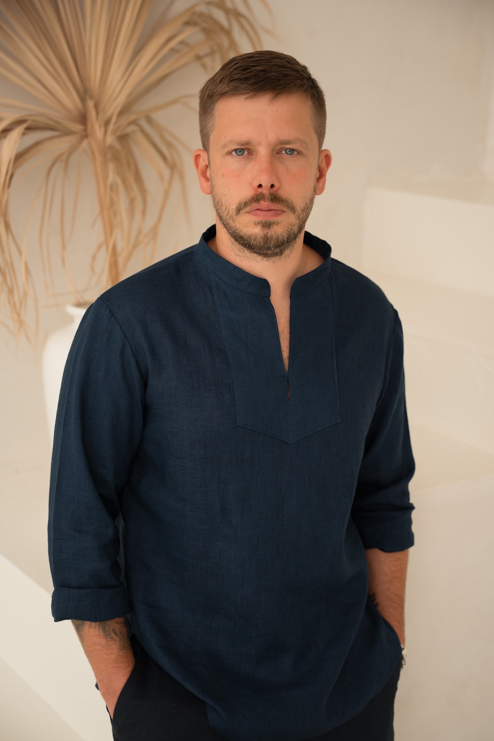Vīriešu lina krekls - Traditional viking shirt - linen mens shirt