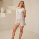 Linen high -waist shorts with pockets