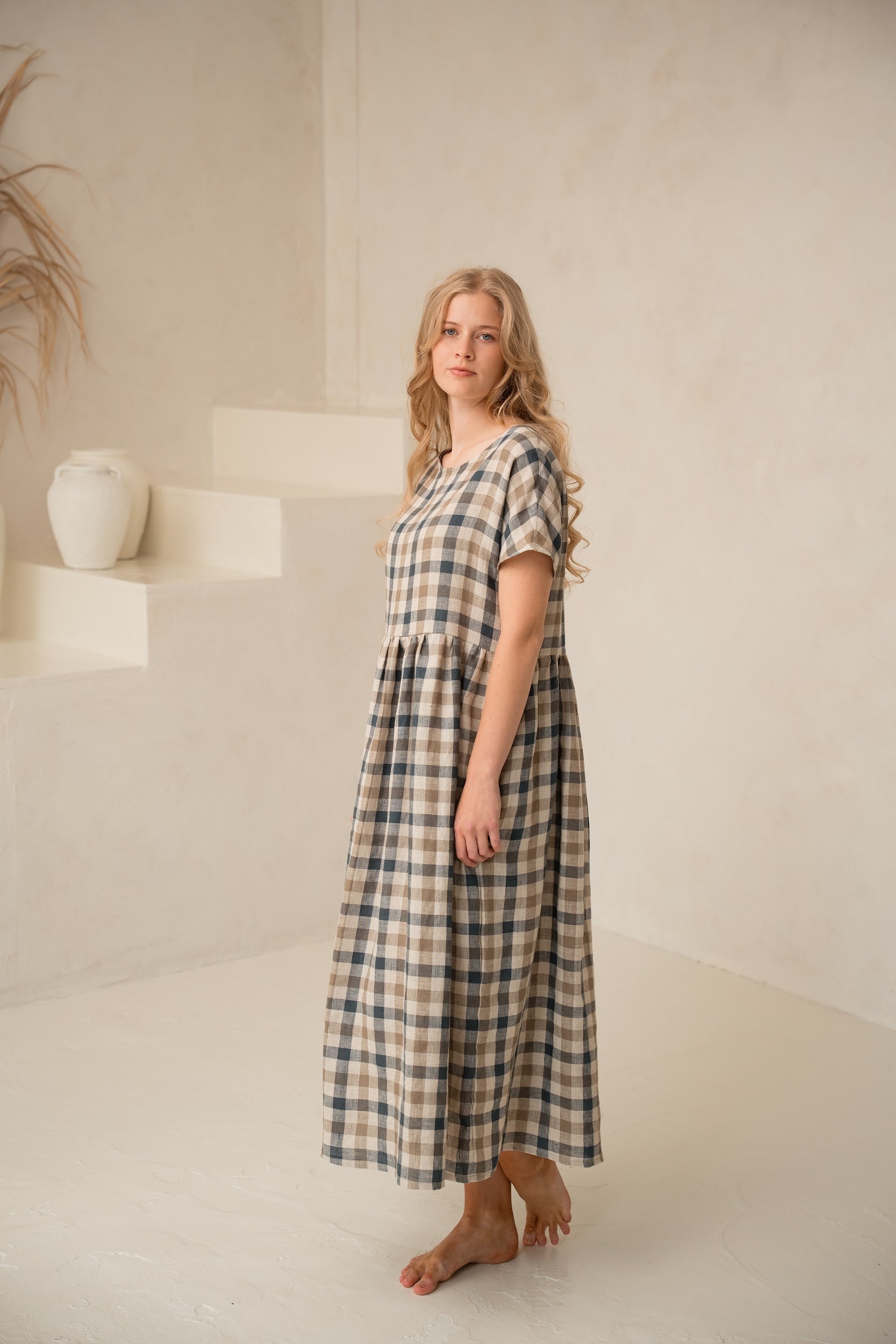 Linen dress Reina with pockets - Lina kleita Reina ar kabatām