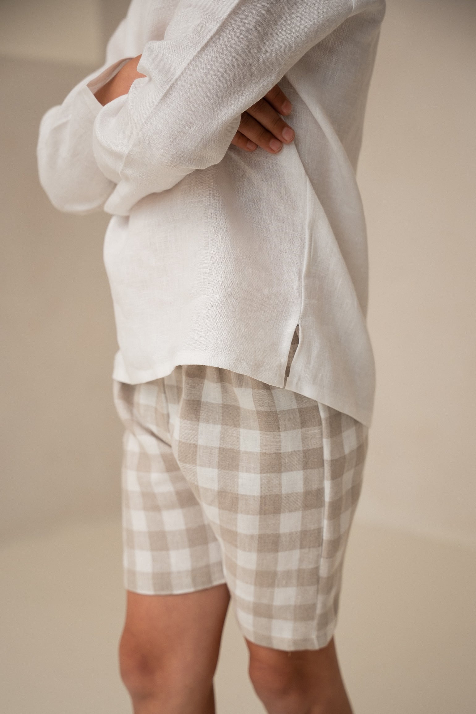 Linen gingham boys shorts - Lina zēnu šorti