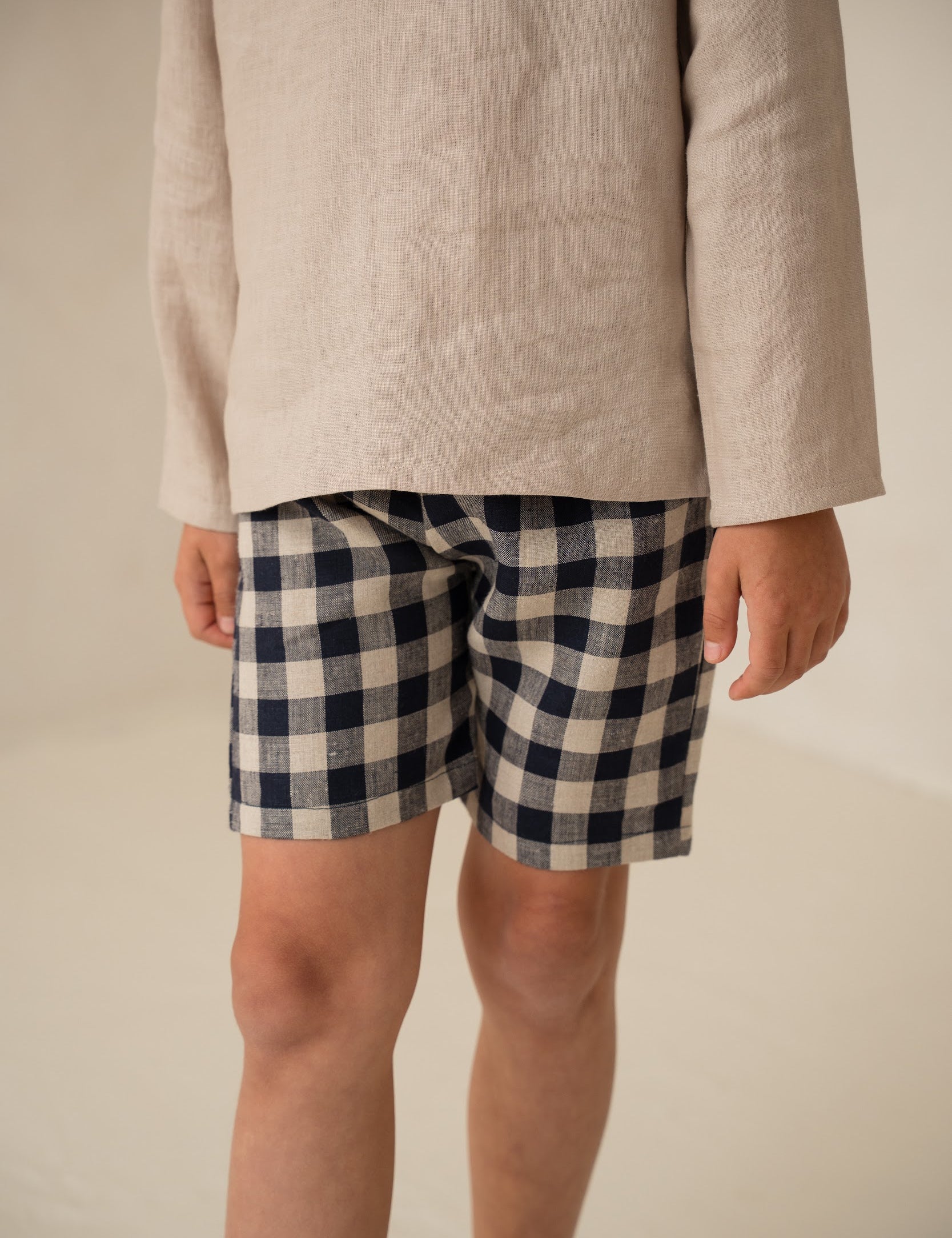 Linen gingham boys shorts - Lina zēnu šorti