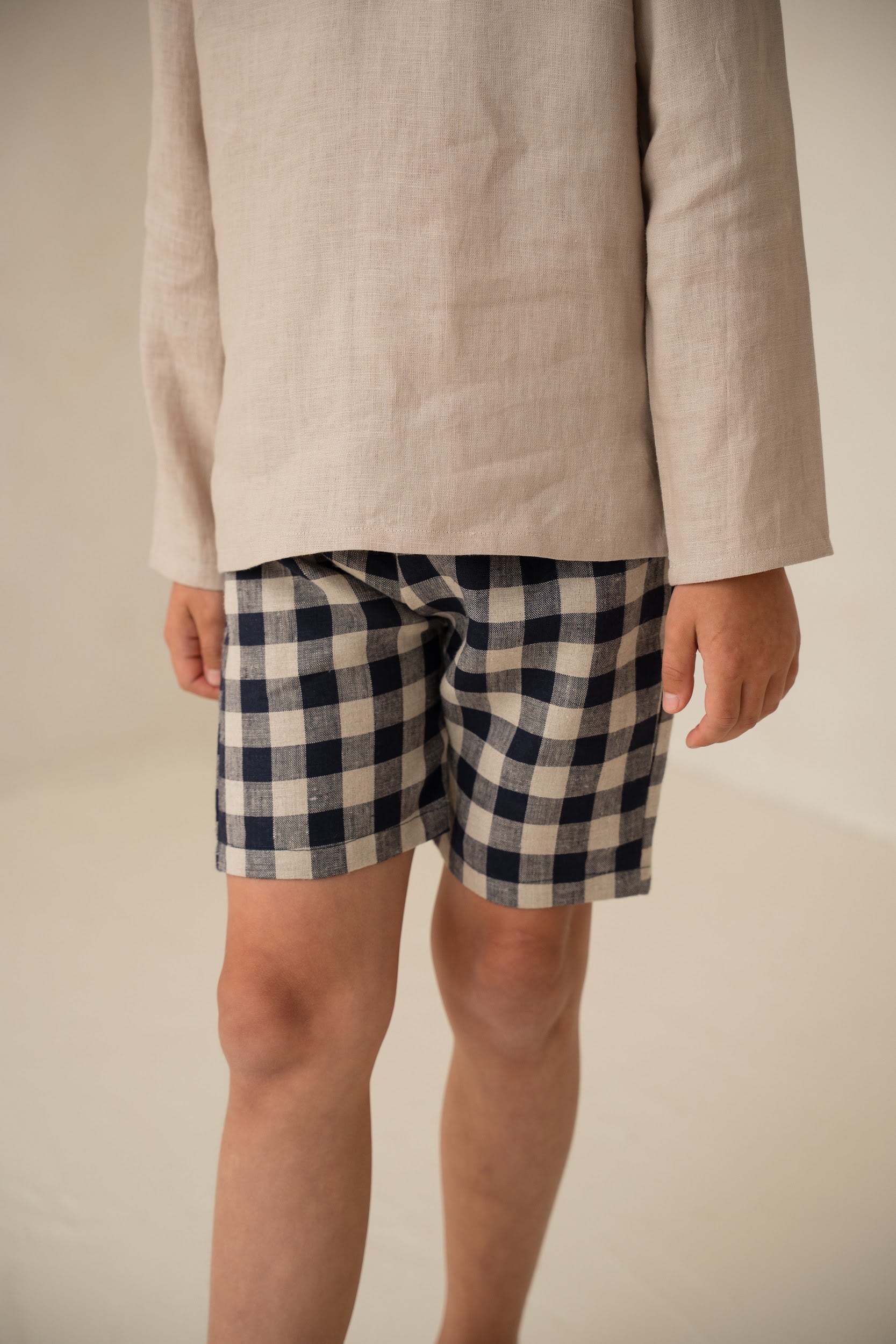 Linen gingham boys shorts - Lina zēnu šorti