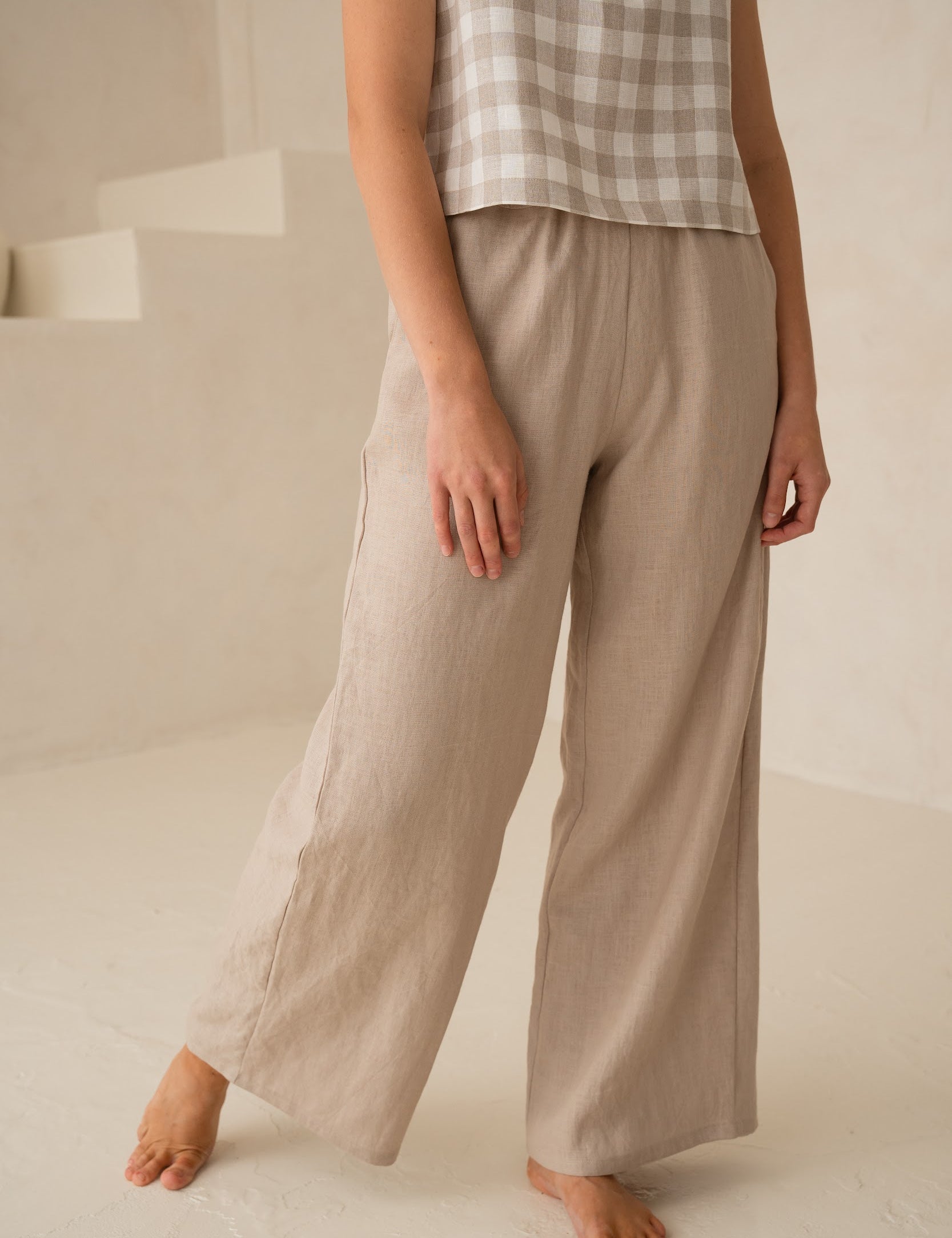 Lina sieviešu bikses ar kabatām - Linen women pants with pockets