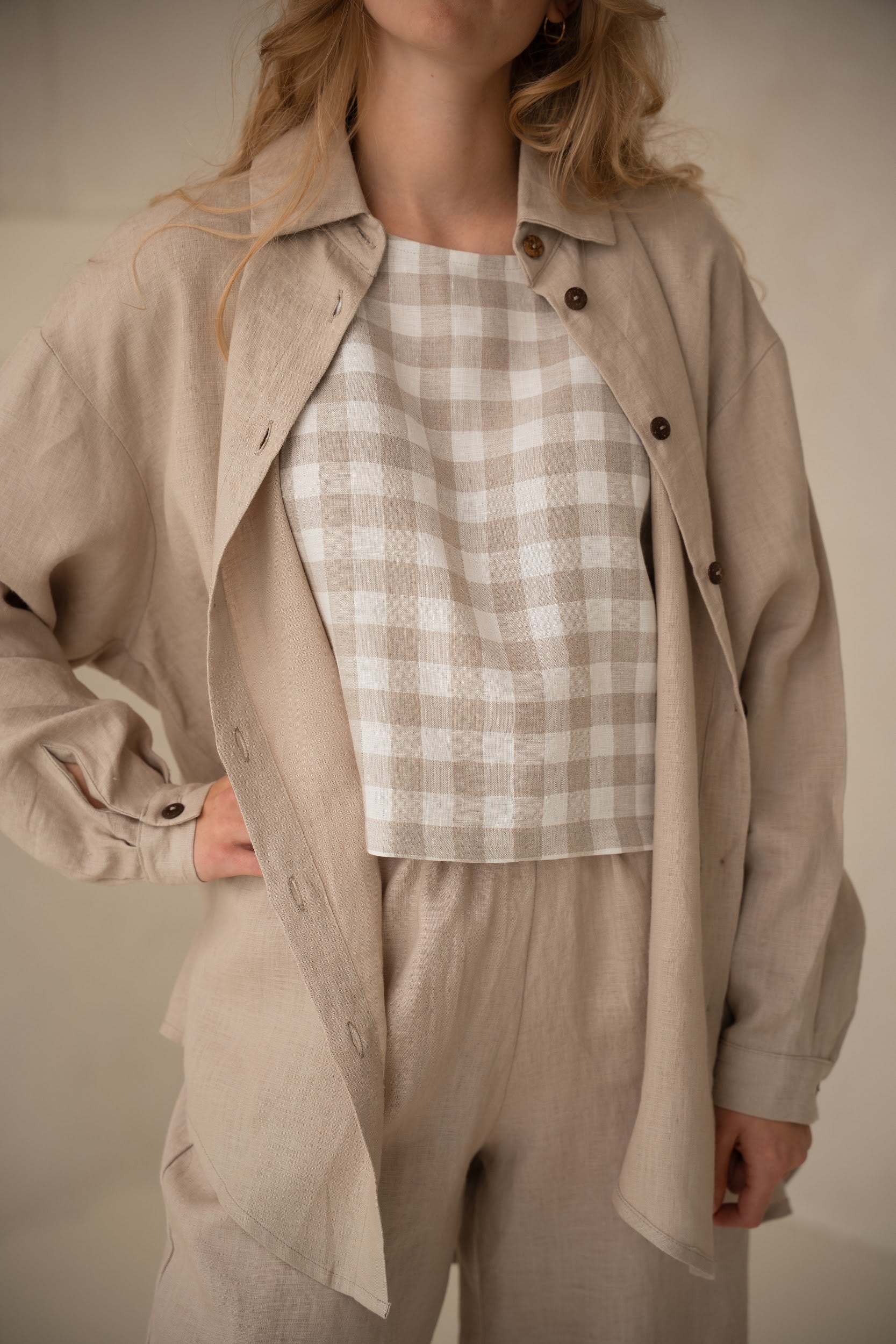 Oversized linen women shirt - sieviešu lina krekls
