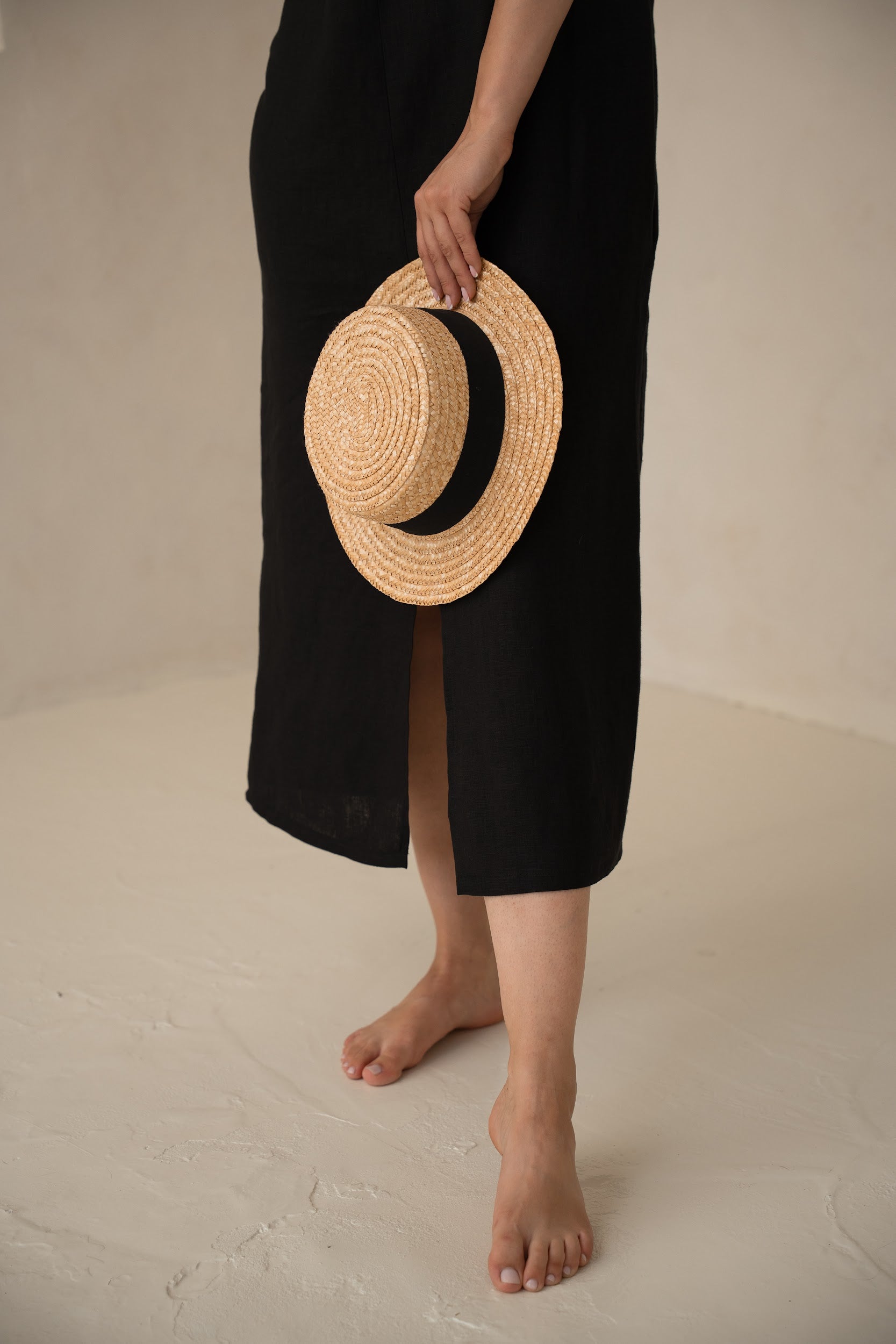 Linen dress AURA - lina kleita AURA ar kabatām