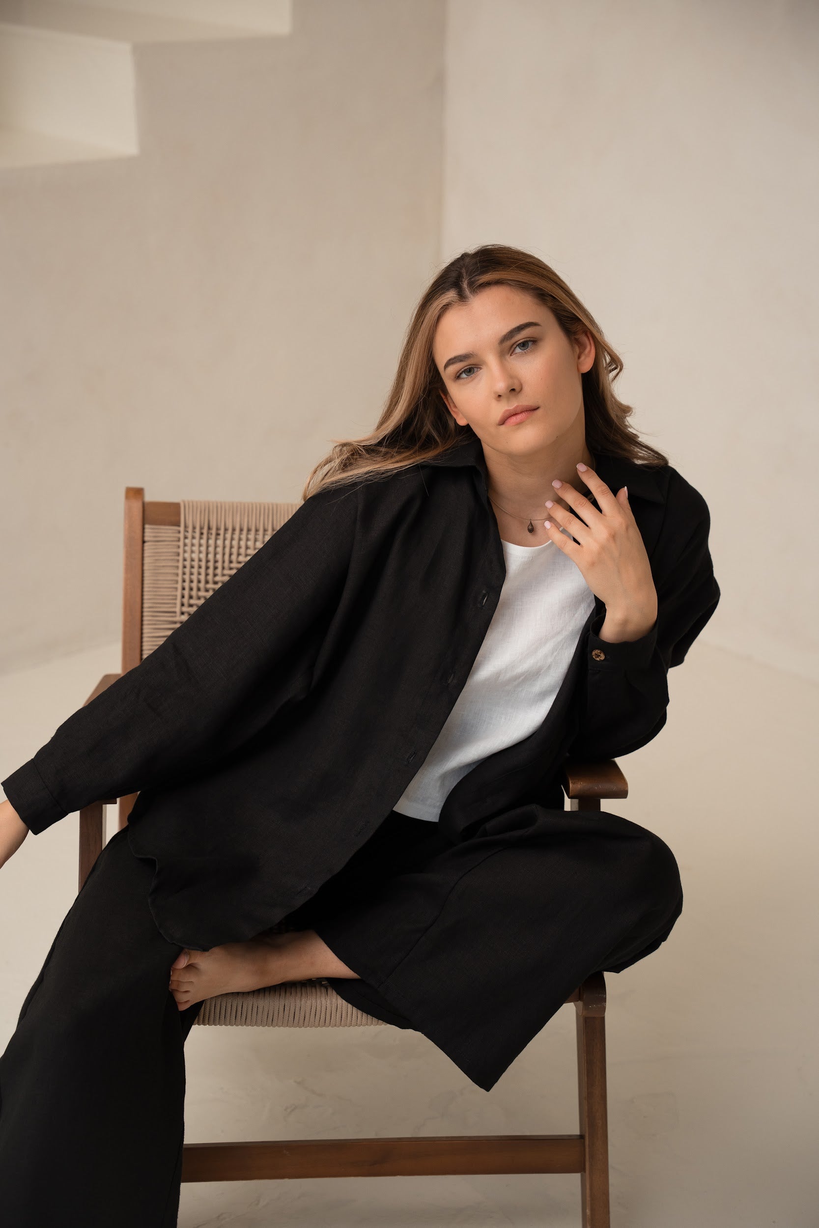 Sieviešu lina krekls-Oveersized linen womens shirt