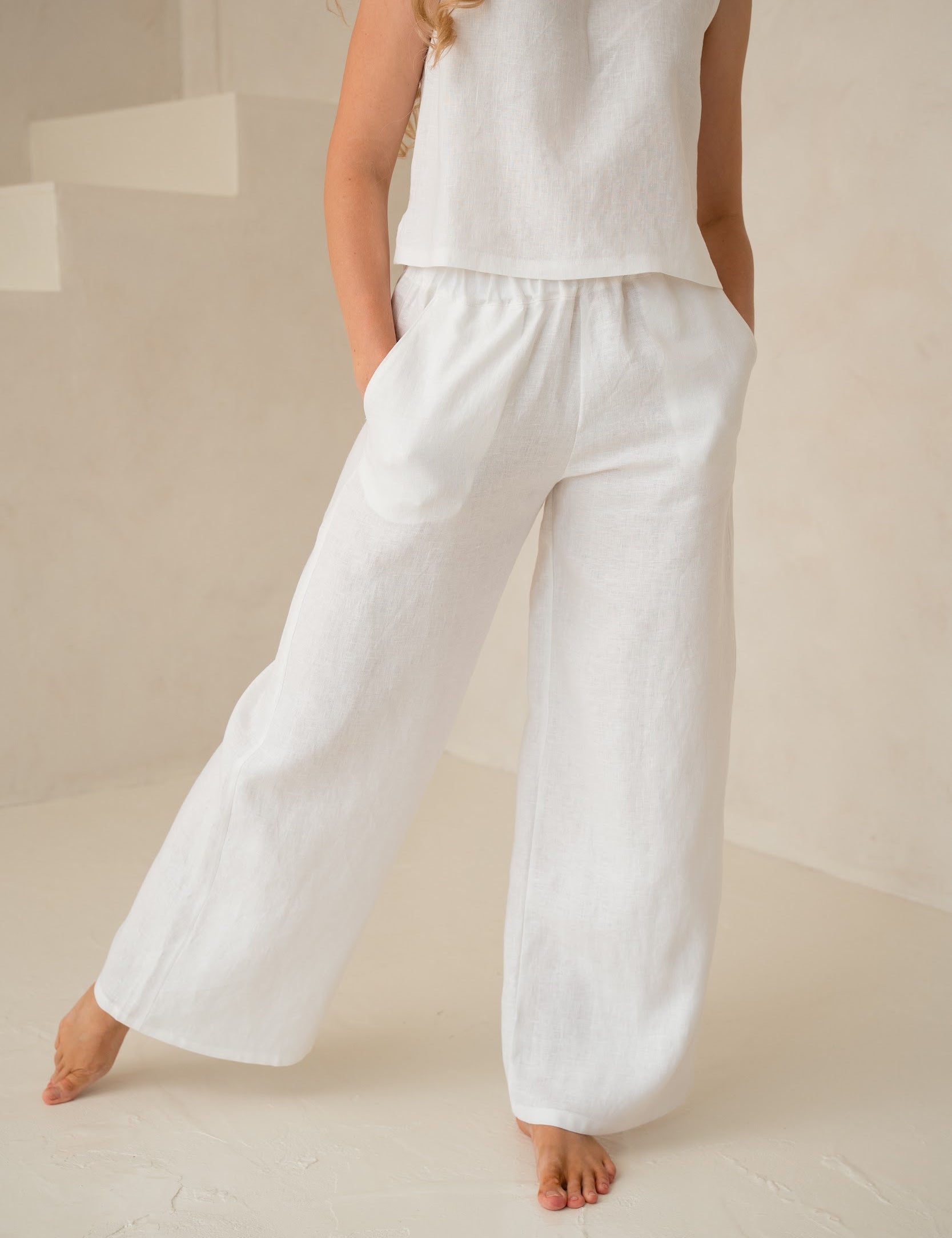 Linen pants with pockets - lina sieviešu bikses
