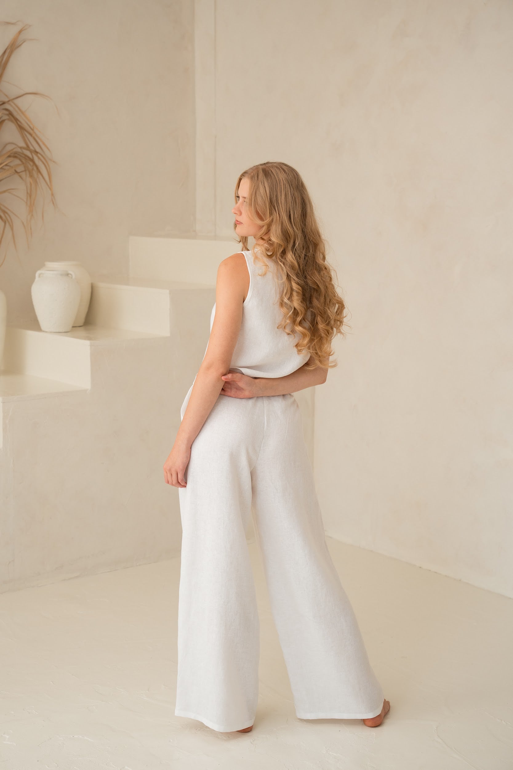 Linen pants with pockets - lina sieviešu bikses