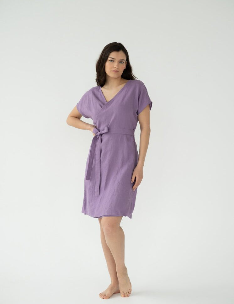 Sasienama lina kleita Auce - linen wrap dress AUCE