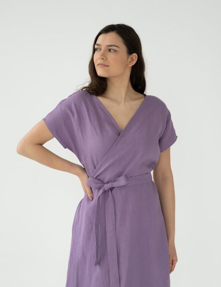 Sasienama lina kleita Auce - linen wrap dress AUCE