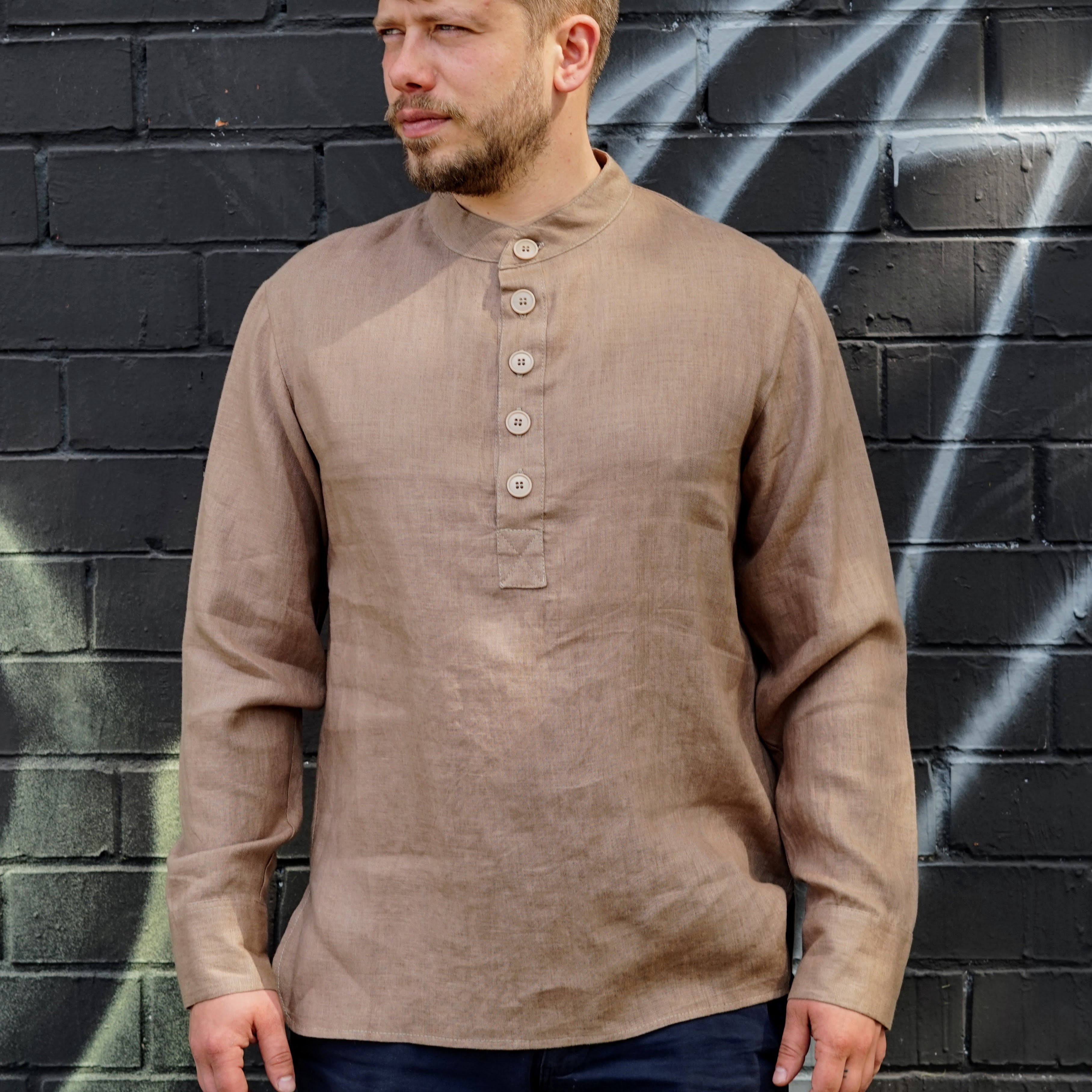 Vīriešu lina krekls ar pogām - Linen mens shirt with buttons