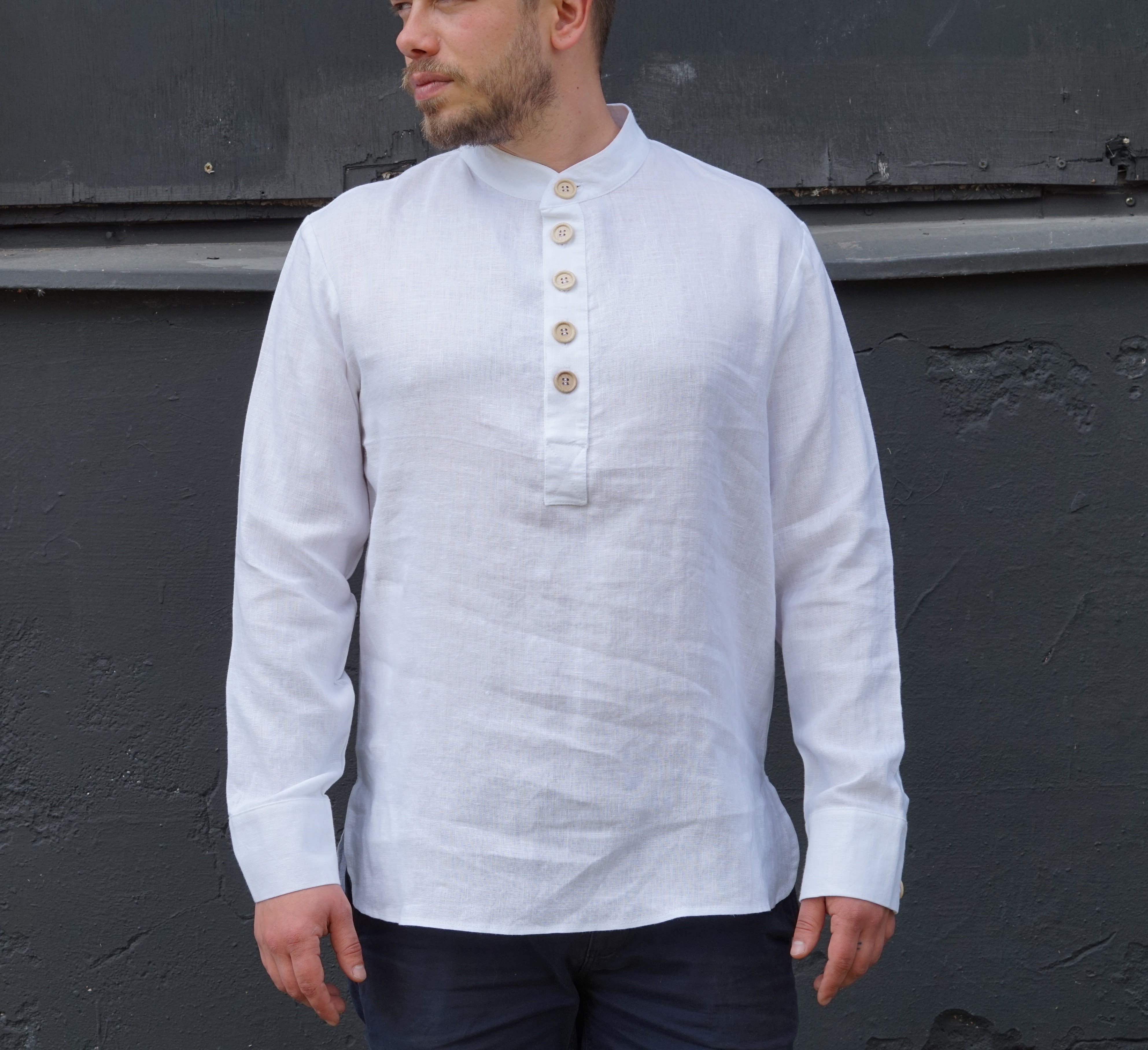 Vīriešu lina krekls ar pogām - Linen mens shirt with buttons