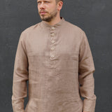 Vīriešu lina krekls ar pogām - Linen mens shirt with buttons