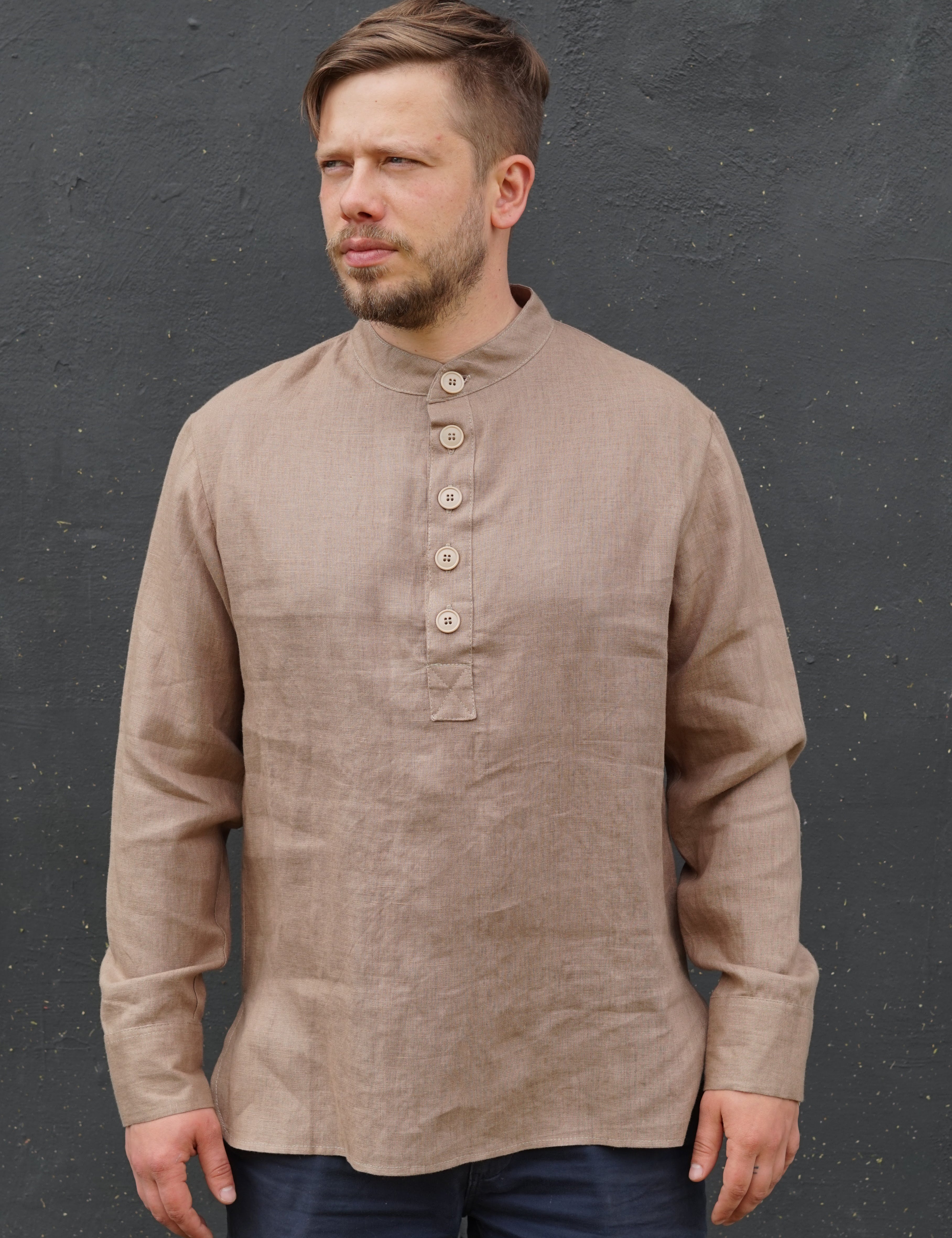 Vīriešu lina krekls ar pogām - Linen mens shirt with buttons