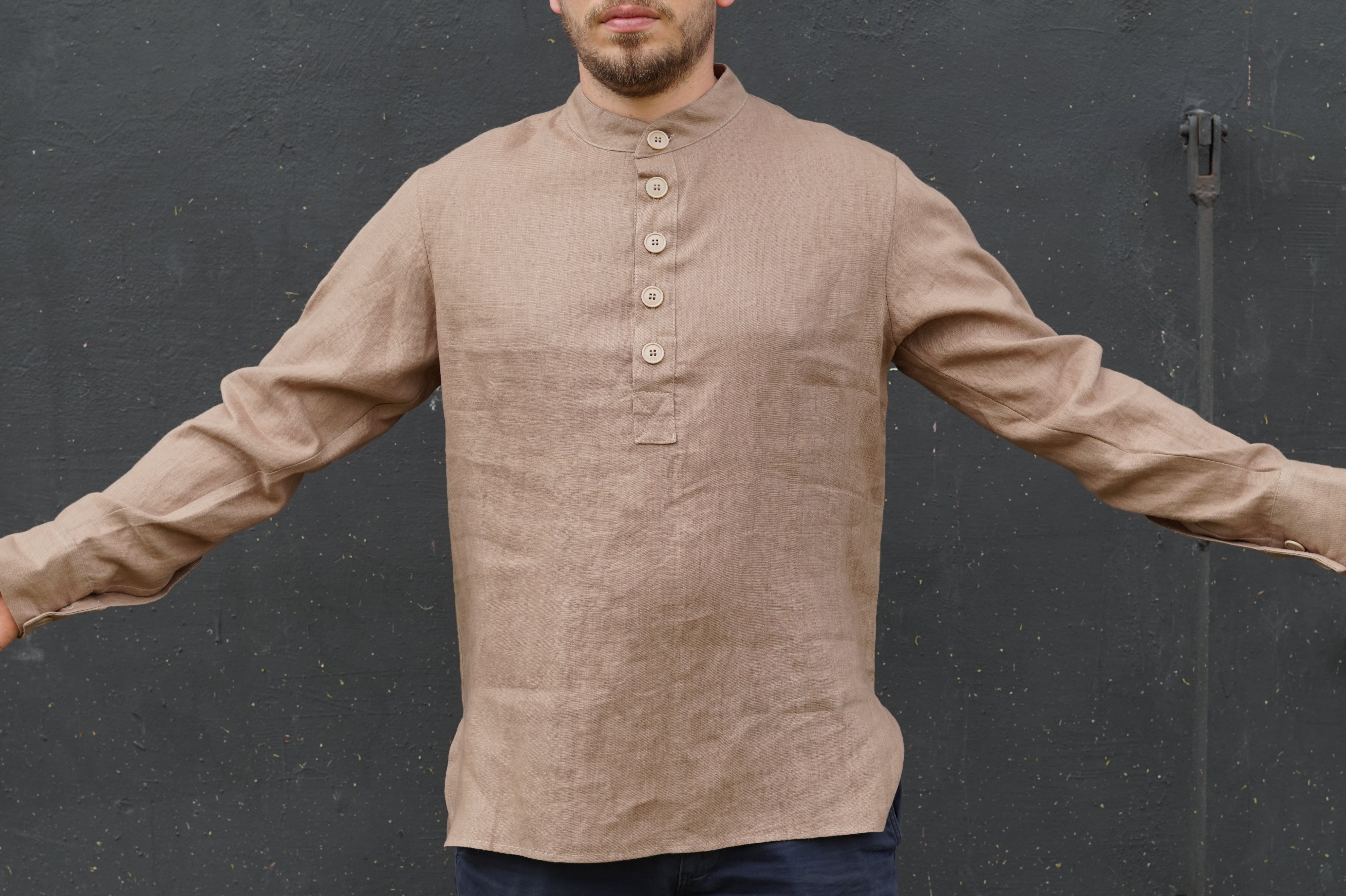 Vīriešu lina krekls ar pogām - Linen mens shirt with buttons